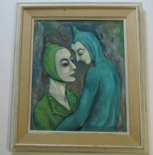 VINTAGE ANTIQUE 1940 JESTER MODERNISM PAINTING EXPRESSIONISM ABSTRACT SURREALISM