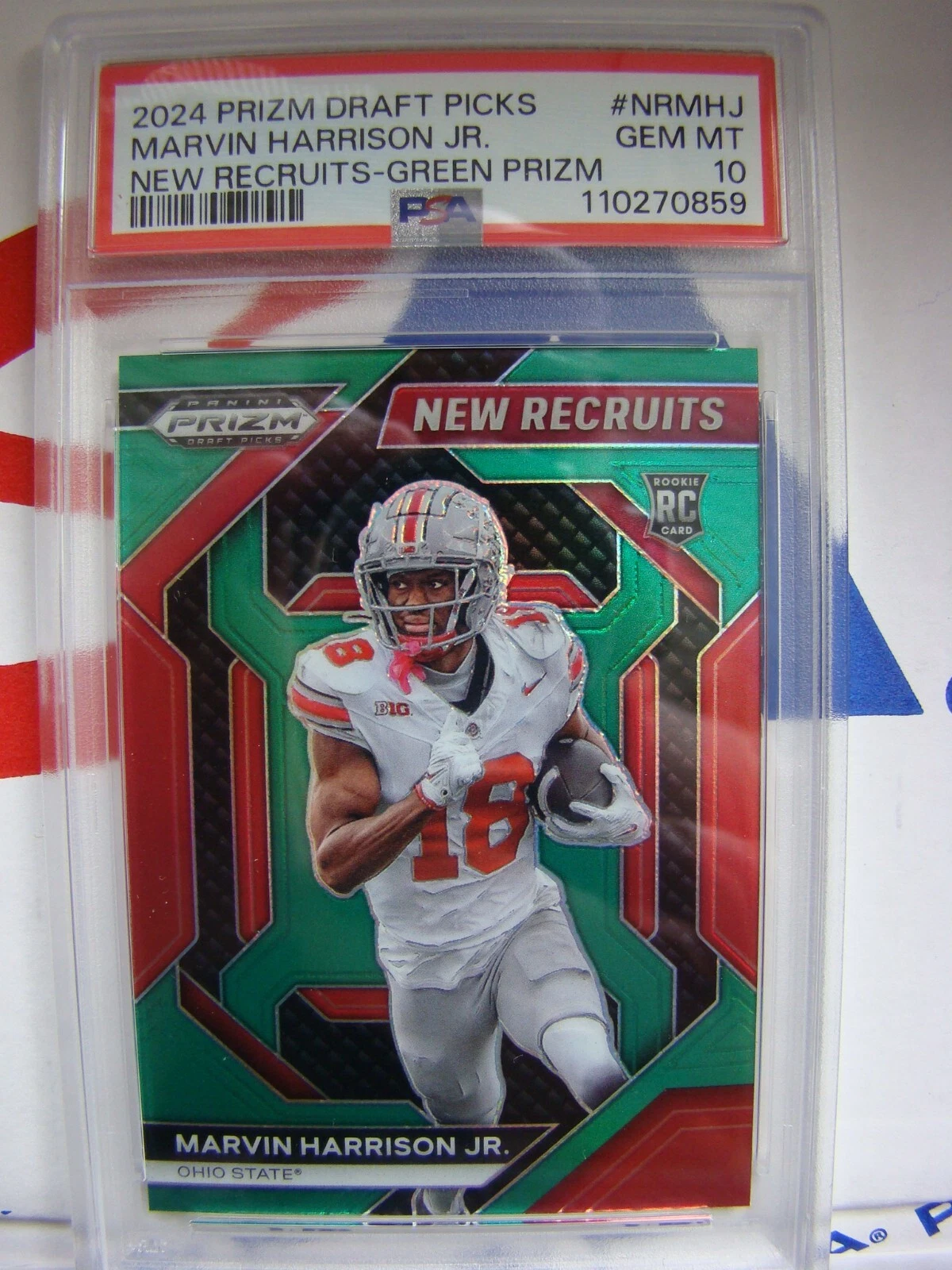 Marvin Harrison Jr. Panini Prizm Draft Picks New Recruits #NRMHJ Green Prizm