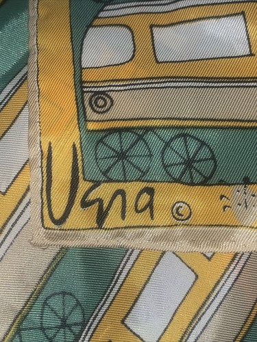 Vintage Scarves by VERA Trains Buses Bicycles TRANSPORTATION fun Scarf ❤️tb1021 - Picture 2 of 6