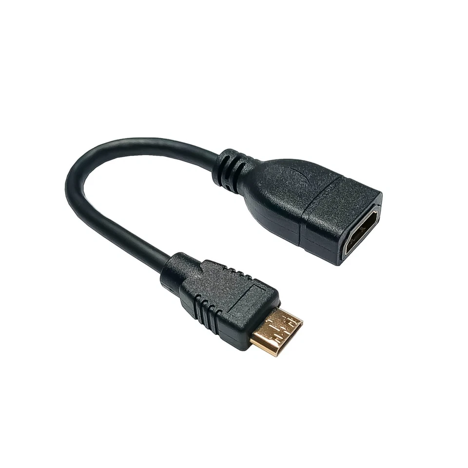 MARKENLOS Mini HDMI Adapter Kabel HDMI Buchse auf HDMI Mini C Stecker vergoldet 0,17 m