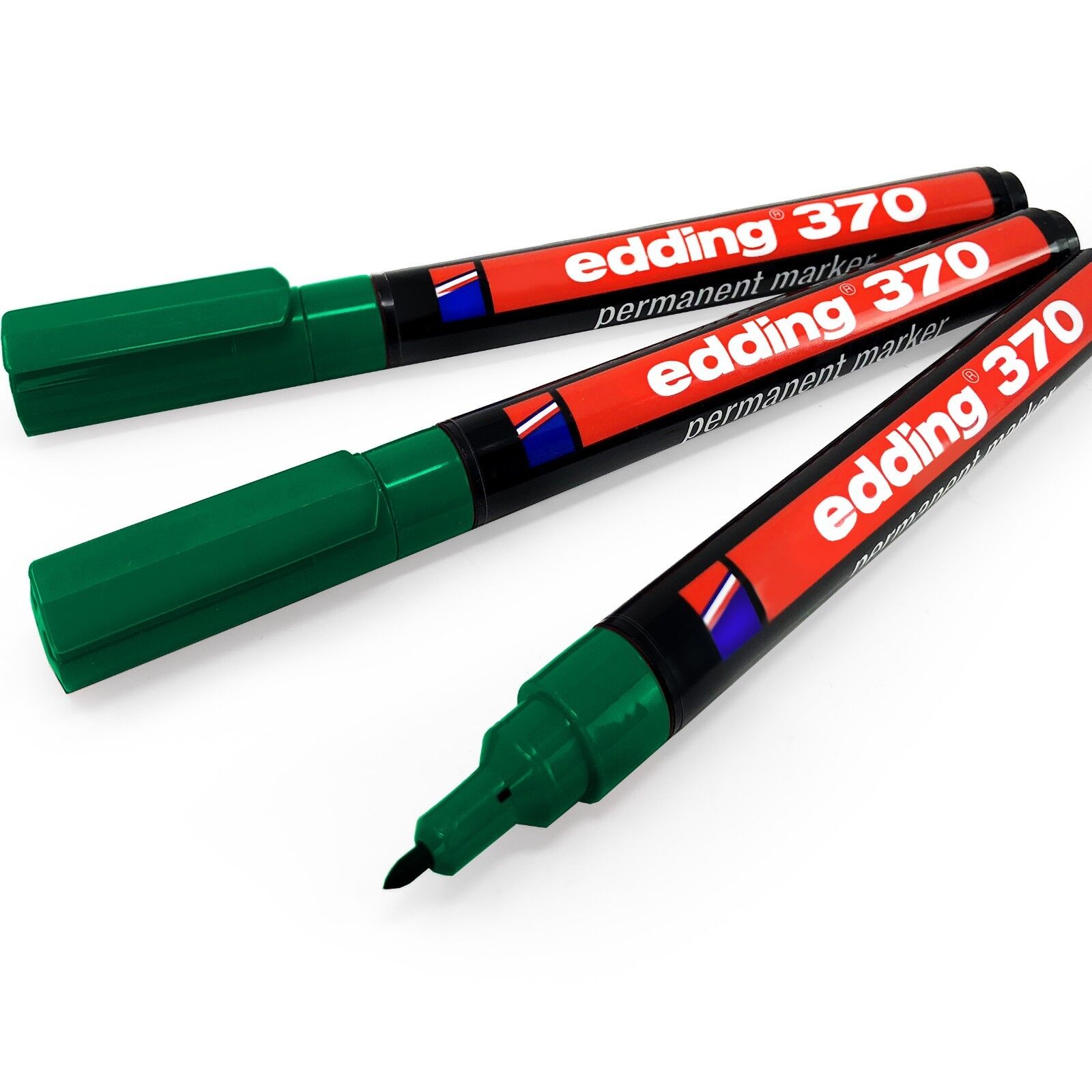 Edding 370 Permanent Marker Pen – 1mm Bullet Tip – Green – Pack of 3