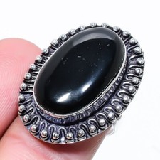 Black Onyx Gemstone 925 Sterling Silver Jewelry Ring Size 7 US 