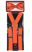 Simple & Elegant Suspender and Bow Tie Set for Boys Girls Children Neon Orange