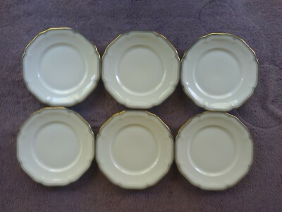 Hutschenreuther Weimar Salad Plates White Black Gold Trim 7.5'' Set of 6