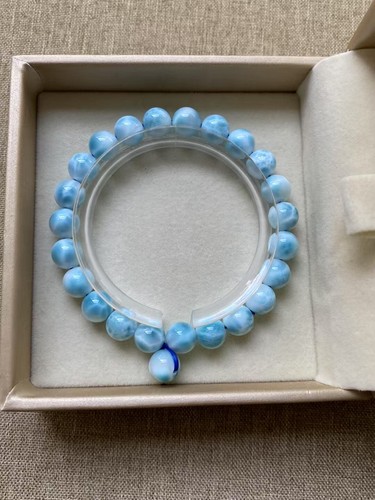 8.4mm Larimar Gemstone Cabochon Atlantis Stone Blue Pectolite Gemstone Bracelet - 第 1/9 張圖片