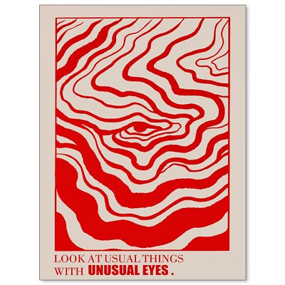 Medpol Retro Red Abstract Eye Canvas Wall Art Vintage Hippie Trippy Poster Af...