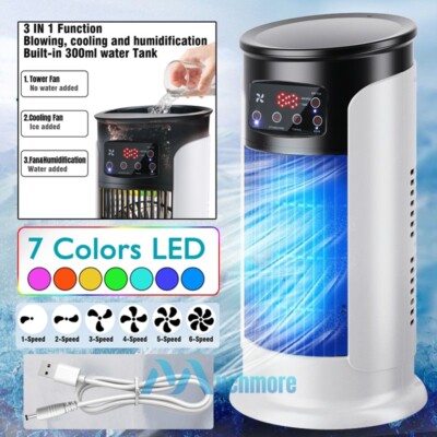 3-in-1 Evaporative Air Cooler Mist Fan Household Air Conditioner Humidifier LED