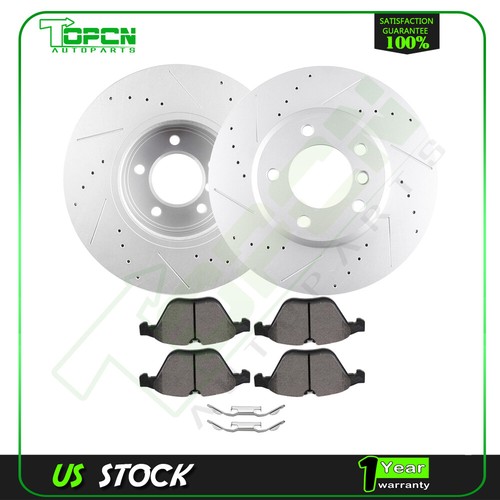 2X Front Brake Discs Rotors and 4X Ceramic Pads For BMW 528i 528xi E60