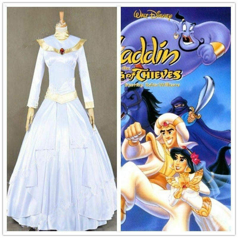 Aladdin And The King Of Thieves Cosplay Costume Jasmine Bridal Gown With Veil & | eBay Aladdin And The King Of Thieves Cosplay Costume Jasmine Bridal Gown With Veil & | eBay