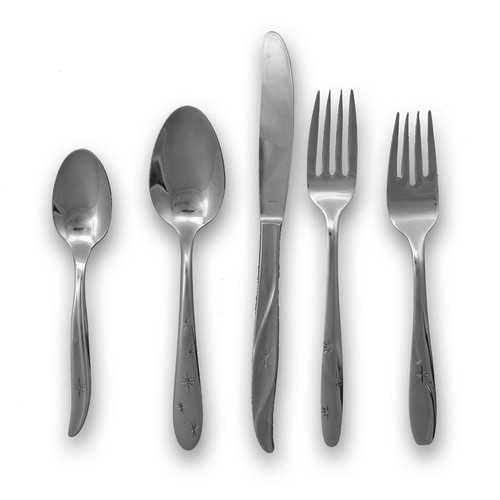 Mismatched 5 Piece Place setting Mid Century Modern starburst 2 Party Wedding  - Picture 1 of 4