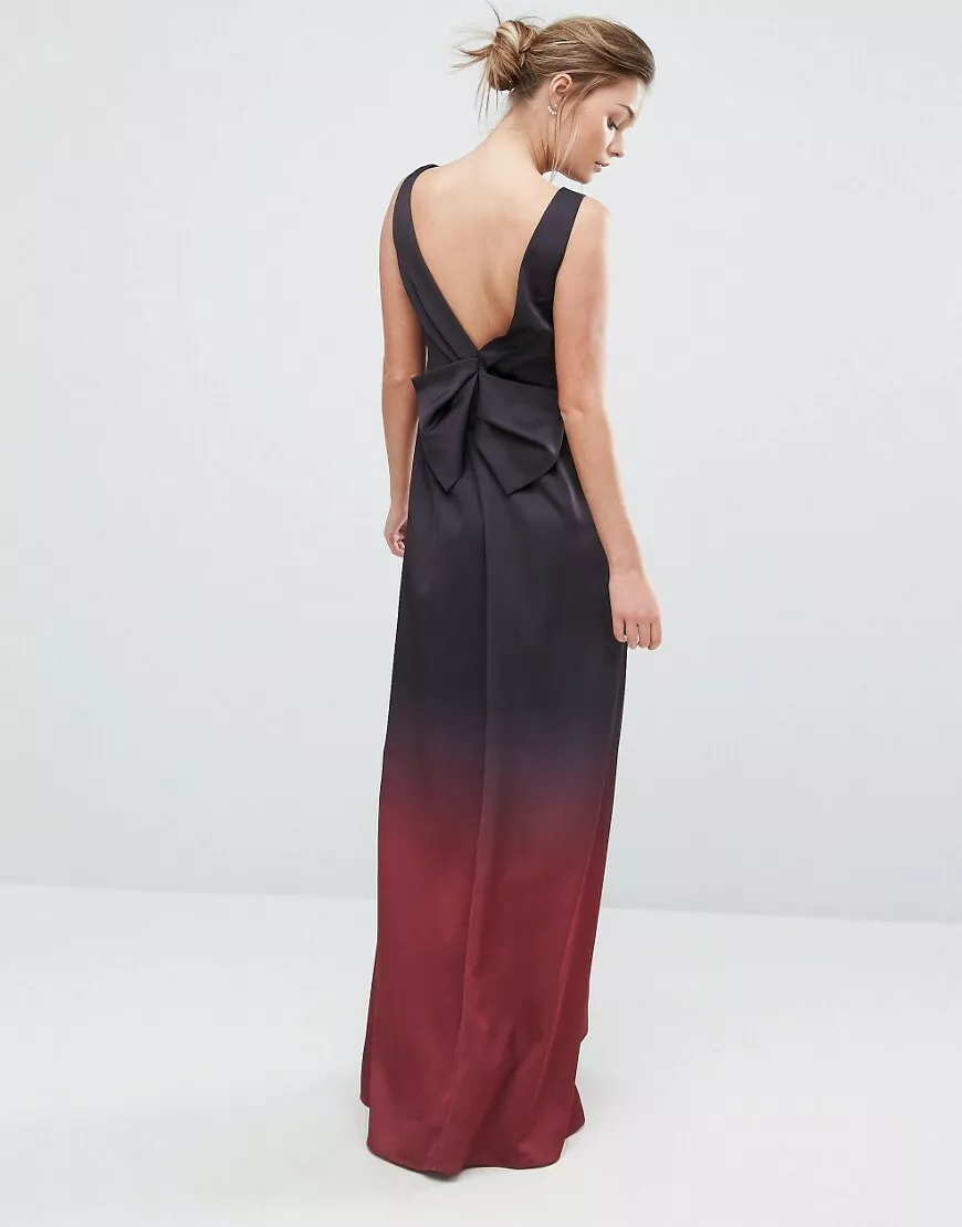 Ted Baker Black Red Ombre Bow Long Skirt Maxi Dress Evening Gown Wedding 2  10 S | Ebay