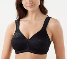 Breezies Wild Rose Seamless Wirefree Support Bra Black 40D A260367
