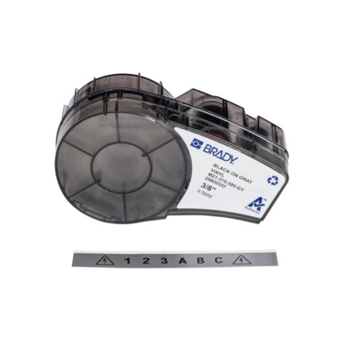 M21-375-595-GY Brady schwarz auf grau 6,4 m x 9,53 mm Innen Außen Vinyl Etikett