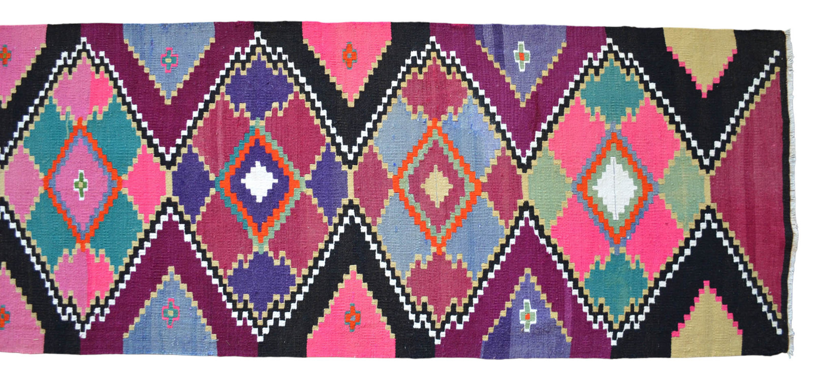 Turkish Rug Extra Long Runner, Vintage Rug, Handmade Wool Kilim Rug 2'7" x 14'4"