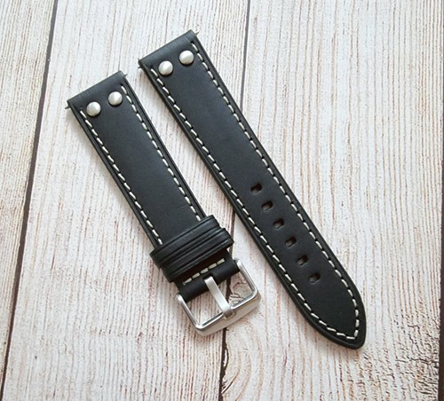 Premium Leather Watch Strap Band Rivet Stud Pilot Flieger Aviator 20 22 24 mm UK - Picture 69 of 71