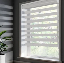 Corded Zebra Roller Blinds for Windows, Dual Layer Zebra Roller Sheer Blind