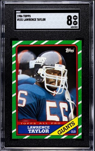 1986 Topps HOF Lot #151 Lawrence Taylor #152 Harry Carson New York Giants SGC 8