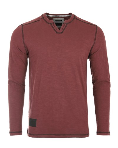 ZIMEGO Men's Vintage Long Sleeve Notch V-Neck Contrast Seam Line Casual Henley - Picture 11 of 14
