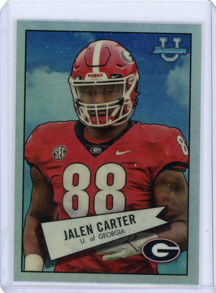 Jalen Carter RC 2022 Bowman University Chrome 1952 Refractor Insert Card 52BF-22