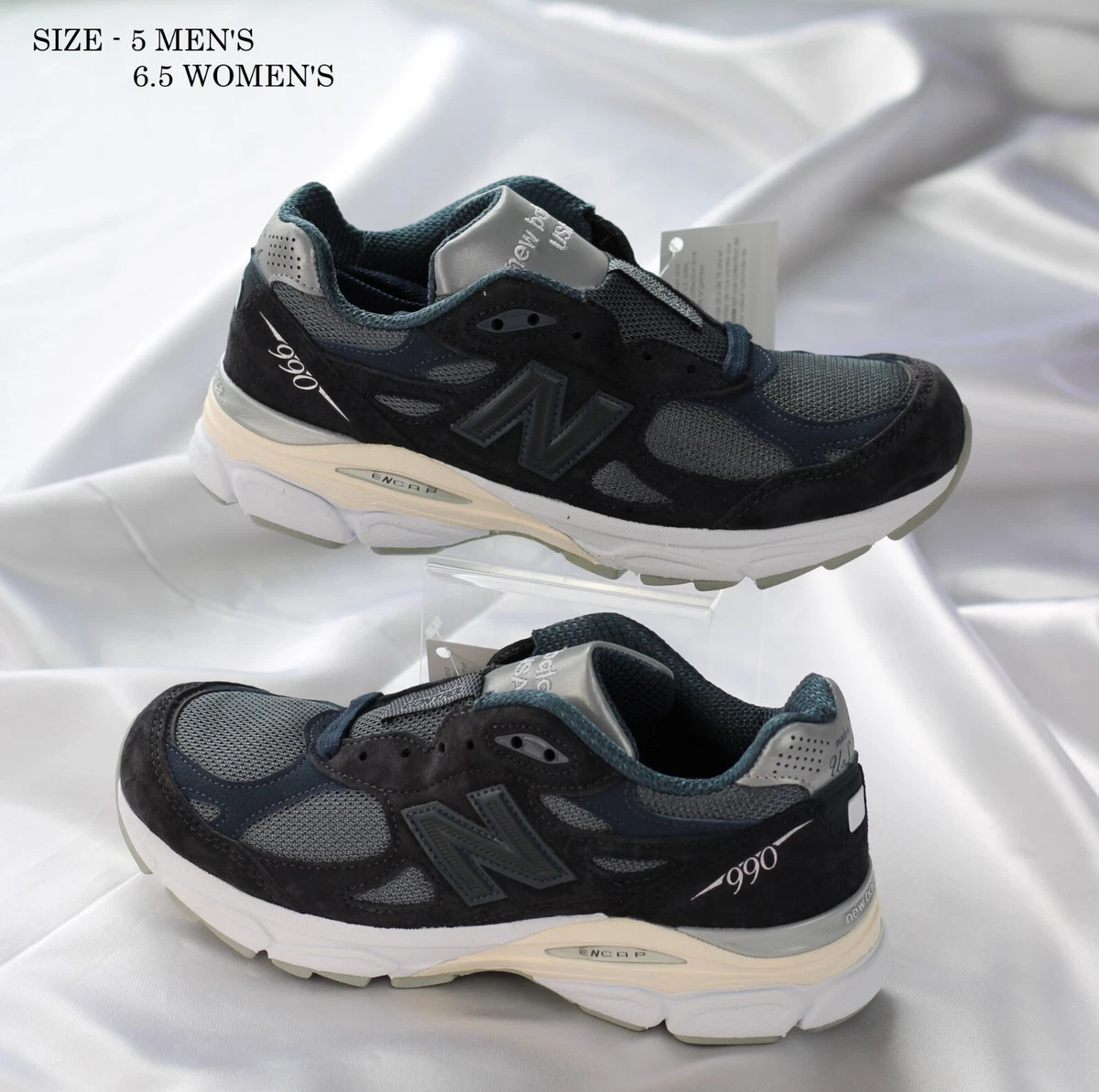 Size 5M - New Balance 990v3 Kith Genesis Navy White Low Top Sneakers (M990KI3)