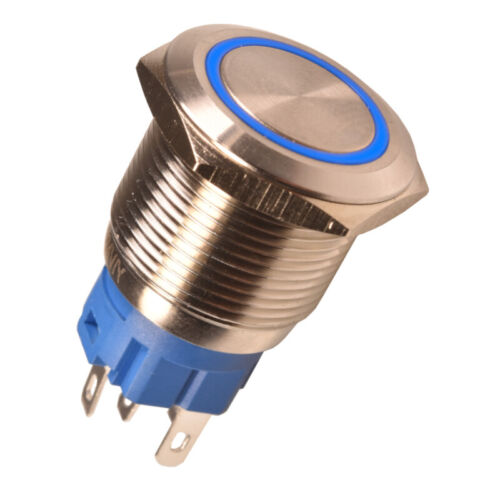 Drucktaster Druckschalter Edelstahl 19mm Beleuchtet 12V LED Taster Schalter Rot - Bild 6 von 10