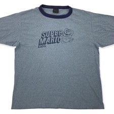 RARE VTG 80s Super Mario Bros Ringer Short Sleeve Changes Tag T-Shirt Size XL
