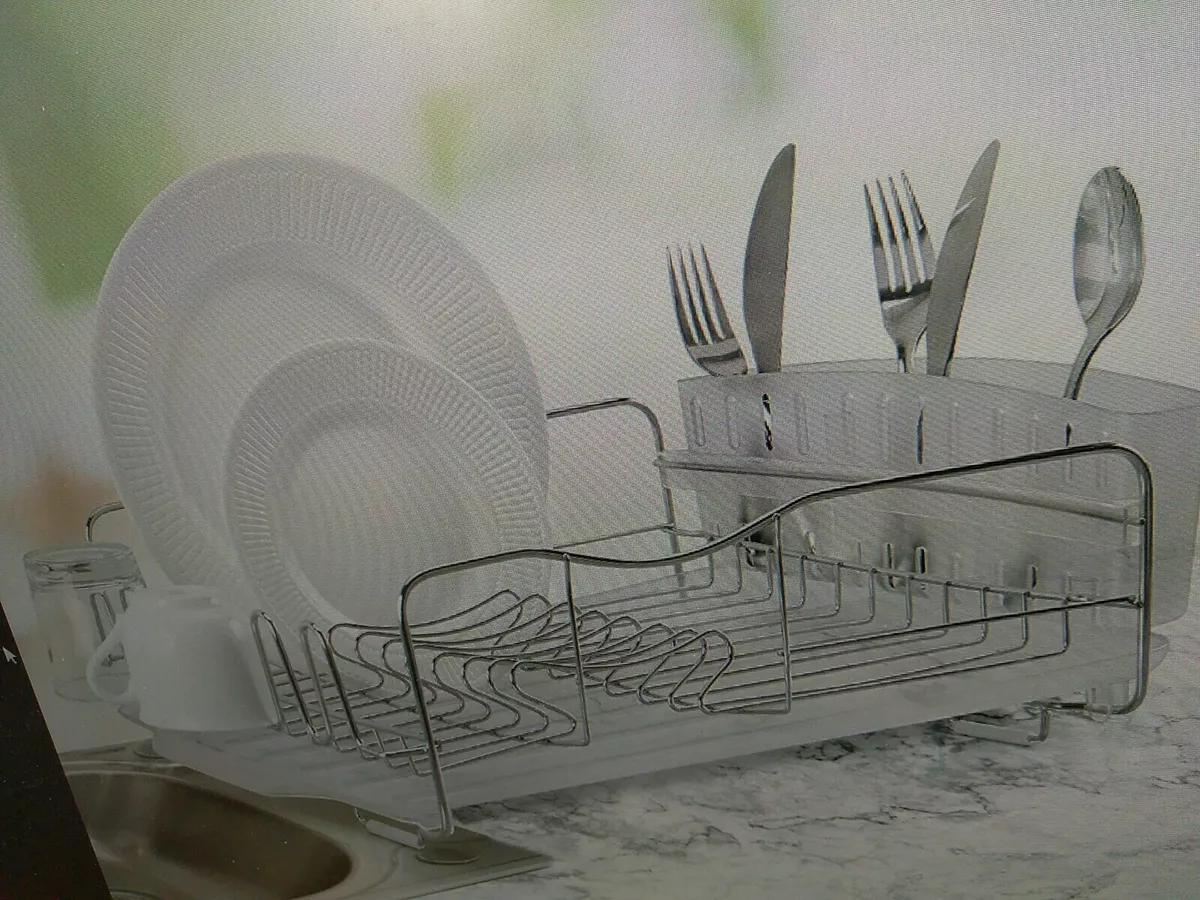 Polder 4 Piece Dish Rack Set Slide Out Drying Tray, Clear ( 43E
