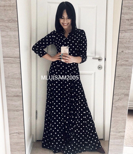 Zara Long Polka Dot Dress Black Size Xs Ref 3198 040 Bloggers