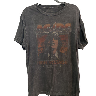 AC/DC graphic tee High Voltage Tour ‘76 grey men’s size S/M | eBay