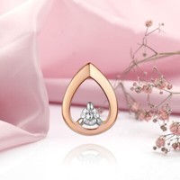 Rose Gold Rot/Weissgold 585 Kleiner AnhäNger Mit Diamanten Neu Mit Etikett