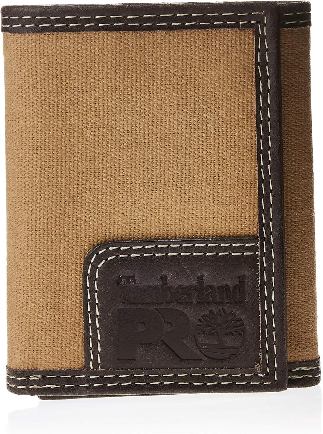 Men'S Canvas Leather RFID Trifold Wallet with Zippered Pockets