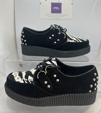 Fashion Only Women’s New Black Zebra Lace Up Creepers Style Shoes Size UK 5