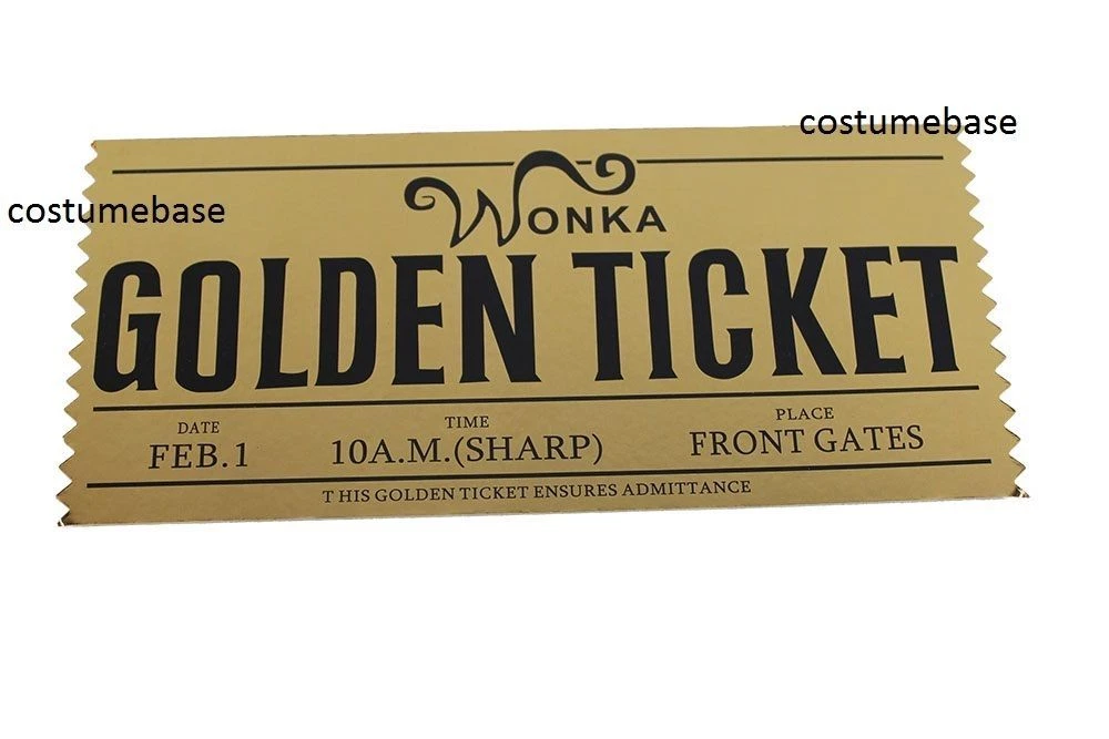 WILLY WONKA Golden TICKET Chocolate Bar 7 3/4 by 3 1/2