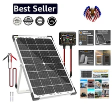 30W Solar Charger with MPPT Controller & Adjustable Bracket for 12V Batteries