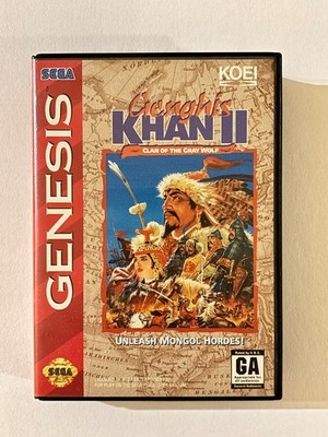 Genghis Khan II Clan of the Gray Wolf Sega Genesis Complete in Box VGC