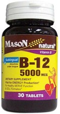 Mason Natural Vitamin B12 5000mcg Sublingual Energy Health Support Tablets 30ct