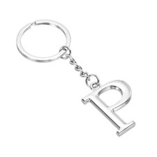 Initial Letter Keychain - Metal Women Girls Gift Key Chain Charm Letter P