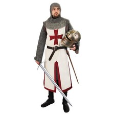 JPXH Mens Crusader Costume Knights Templar Tunic with Belt for Ren Faire