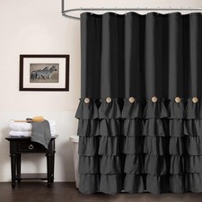 Black Ruffle Shower Curtain Farmhouse Shower Curtain 72 X 84