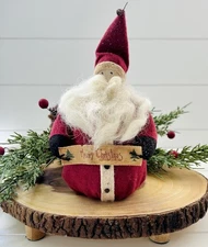 Primitive Santa Christmas Folk Art Farmhouse Country Rustic Decor Handcrafted