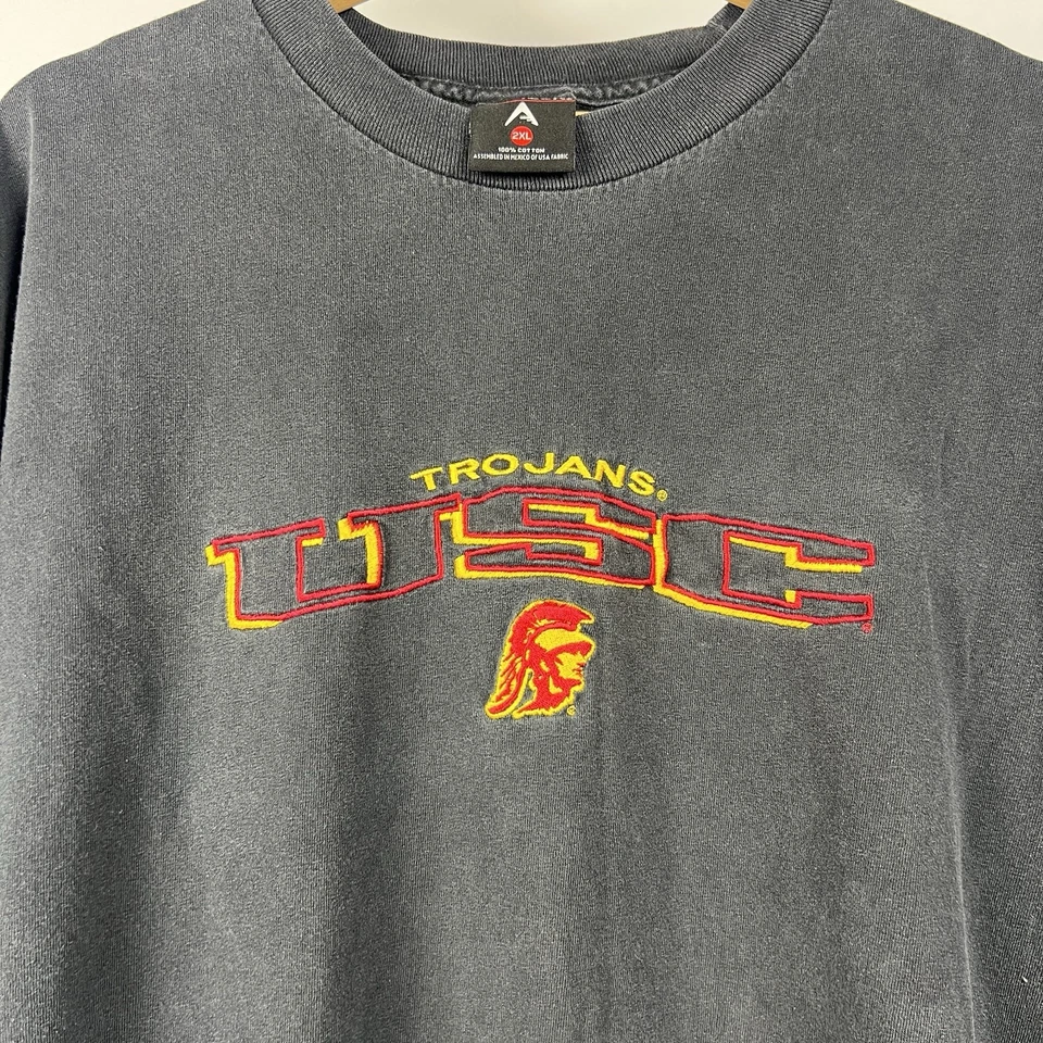 Camiseta Vintage Antigua USC Trojans 2XL Negra Bordada Logo Camiseta Universitaria EE. UU. Foto 2 de 4