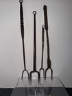 Civil War Era  Antique Hand Forged Iron Fireplace Hearth Flesh Cooking Forks — photo 1