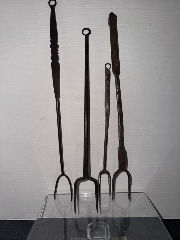 Civil War Era  Antique Hand Forged Iron Fireplace Hearth Flesh Cooking Forks