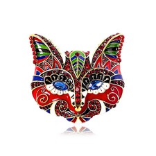 Halloween Crystal Mask Brooch Pin Rhinestone Cat Carnival Costume Party Jewelry