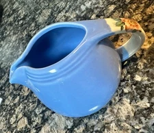 Vintage Hall’s Superior “Rose Parade” Blue Pitcher J59 – Floral Handle USA
