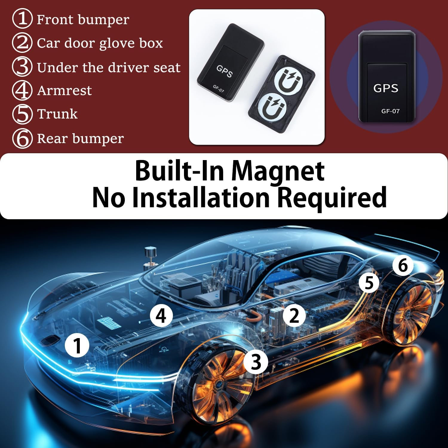 Real-time Portable Magnetic GPS Tracker for Vehicles Global Coverage