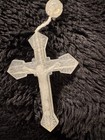 16 Inch Religious White Plastic Beaded Rosary Necklace Cross Pendant — photo 9
