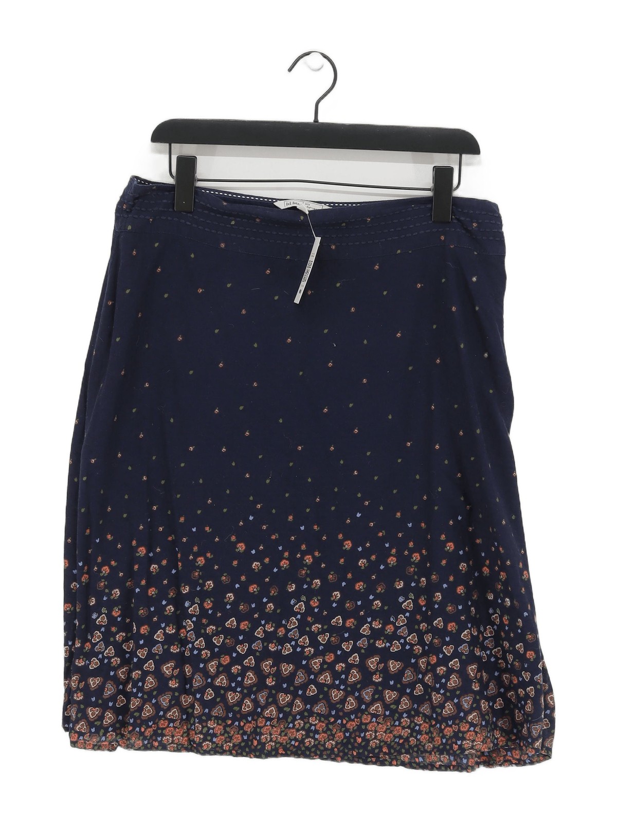 FatFace Womens Blue Floral Cotton Midi A-Line Skirt UK Size 14-image