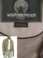 WEATHERPROOF Men's Large Khaki Lightweight Zip-Up Bomber Jacket Mesh Lined EUC