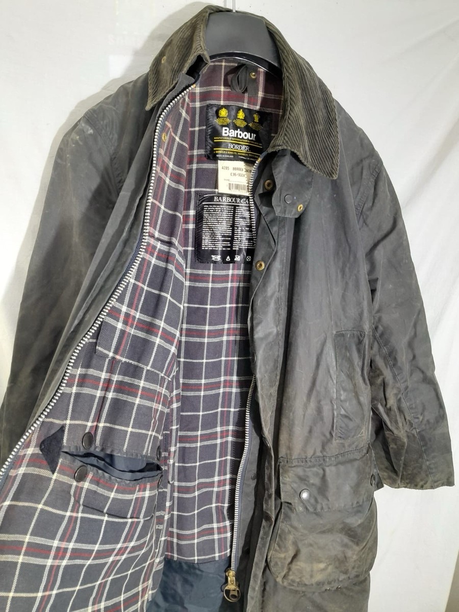 Vintage Early 1990s Barbour Border A205 Waxed Jacket Size C36/91CM